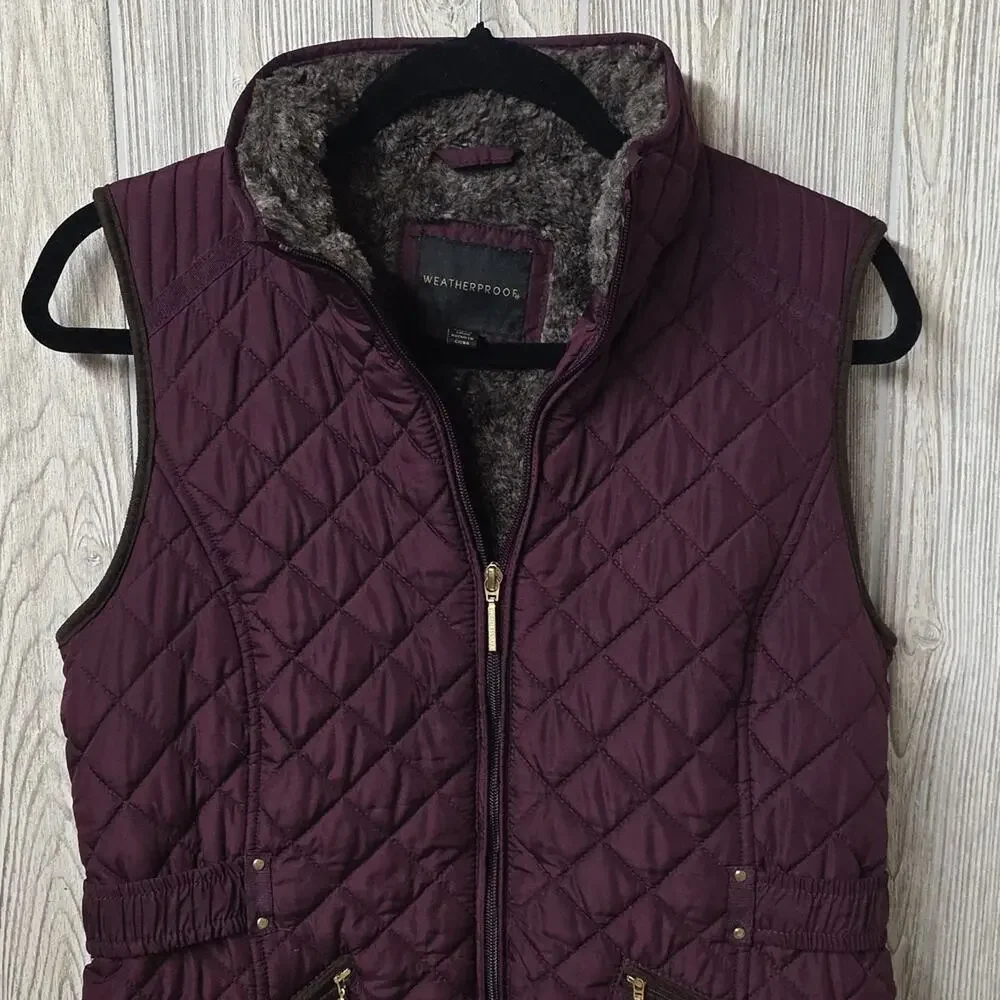 Weatherproof Ultra Soft Lining Quilted Dark Purple Vest Womens Size Small